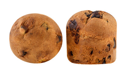 Panettone, italian Christmas cake isolated on white background.