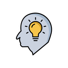Head lineal color icon with light bulb. Concept of new idea. Idea generation process. simple design editable. Design template vector