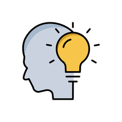 Head lineal color icon with light bulb. Concept of new idea. Idea generation process. simple design editable. Design template vector