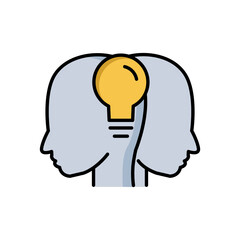 Head lineal color icon with light bulb. Concept of new idea. Idea generation process. simple design editable. Design template vector