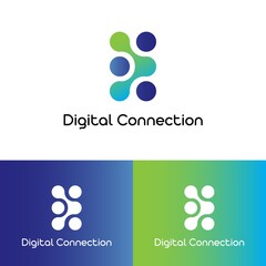 Logo connect, link concept, group connection, initial D, initial C, Technology logo, digital logo concept, vector gradient tech, connecting vector template, atom, biology