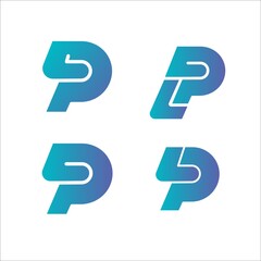 Logo initial letter pl modern digital P L pay later technology