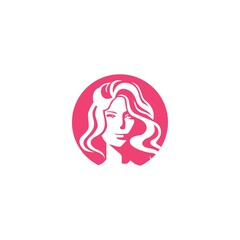 Logo Girl Face Woman Love Heart Business Beauty Vector Icon Silhouette valentine