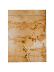 Brown paper blank texture crumpled dark border. Isolated on white background.