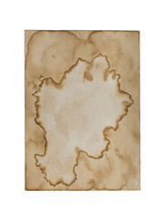 Brown paper blank texture crumpled dark border. Isolated on white background.