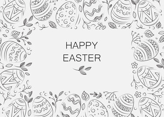 Easter eggs frame. Easter holiday. vector illustration doodle style