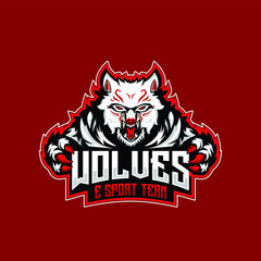 Wolves Mascot Gaming Esport Logo Template. Vector illustration design