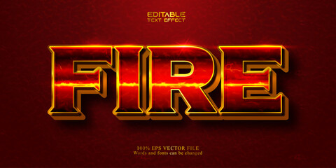 Fire text effext template golden and red style