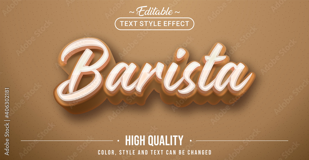 Poster editable text style effect - barista text style theme.