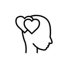 Head with heart line icon. In love symbol. simple design editable. Design template vector