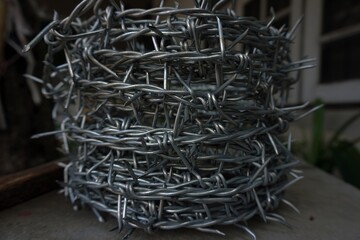   Barbed wire is a backyard fence construction device. 