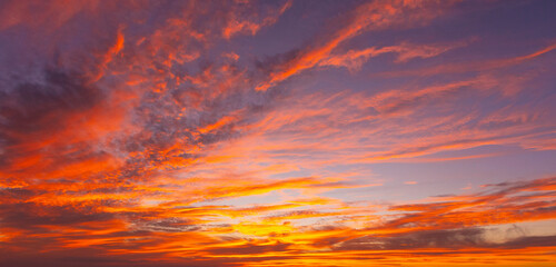 Panorama twilight sky and cloud. landscape sunset and sunrise on beautiful background image.