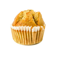 Banana muffin cupcakes isolated on white background.sweet dessert bakery.