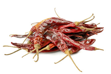Dried red chili or chilli cayenne pepper isolated on white background.food ingredient
