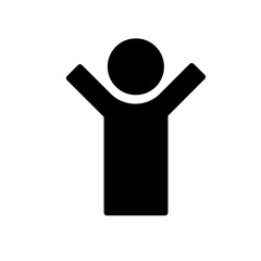 Hands Up Character icon. Style is flat symbol