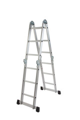 foldable metal ladder isolated on white