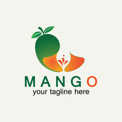 Mango fruit logo vector illustration design template. Mango in flat style. Mango icon. Mango and Healthy Fruit design with modern style. Vector illustration