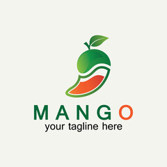 Mango fruit logo vector illustration design template. Mango in flat style. Mango icon. Mango and Healthy Fruit design with modern style. Vector illustration