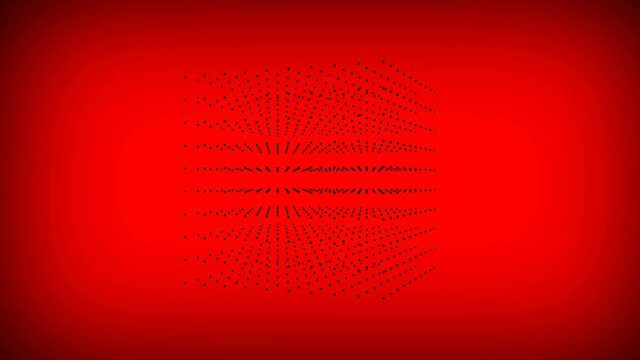 Black cube box rotating on red background.