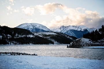 Snowy Mountains and Lake