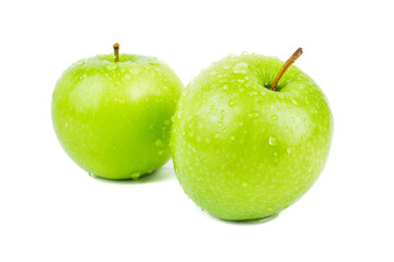Fresh Ripe green apple isolated on a white background, fruit healthy concept