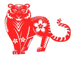 Chinese zodiac and horoscope sign, big red tiger