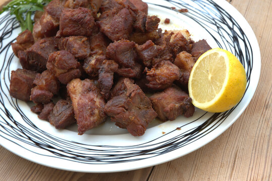 Selective focus shot of delicious greek traditional food Tigania for Christmas celebration