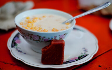 mazamorra, comida, leche, bocadillo, 