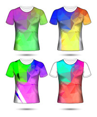  t-shirt templates abstract geometric collection of different colors polygonal mosaic