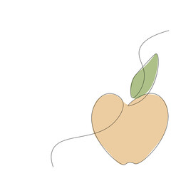 Apple one line drawing, vector illustration	
