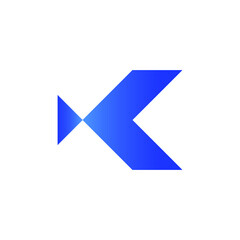 K Monogram Blue Triangle Initial Letter Logo Design Graphic Concept