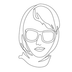 Continuous Line Drawing Woman Portrait. Beauty woman face one line drawing art.  Trendy one line draw design vector illustration