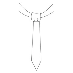 Tie, garment, accessory. Linear vector image in black and white.

