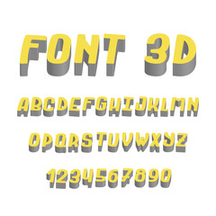 Vector stylized font 3d and alphabet