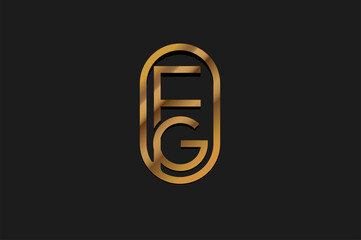 Abstract Initial F and G Logo, Gold Line Monogram style, usable for brand, card and company, logo design template element,vector illustration