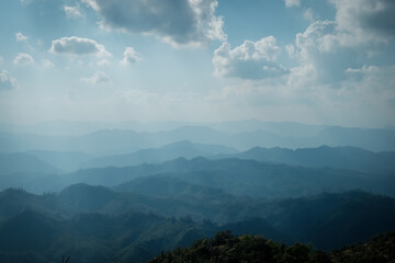 Mountains that line the afternoon light