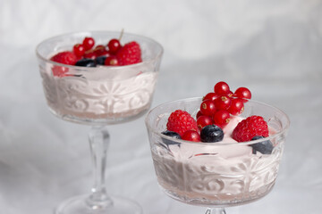 Homemade mousse with berries