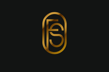 Abstract Initial F and S Logo, Gold Line Monogram style, usable for brand, card and company, logo design template element,vector illustration