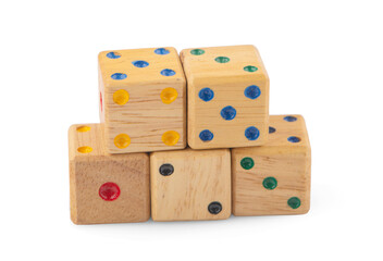 Wooden dice an isolated on white background