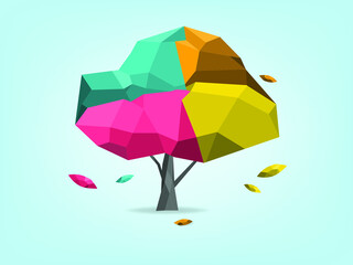 Modern future tree vector illustration colorful polygonal composition with copy space