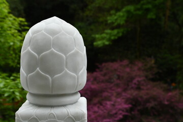 Marble pine cone rails in park, Chengdu, China