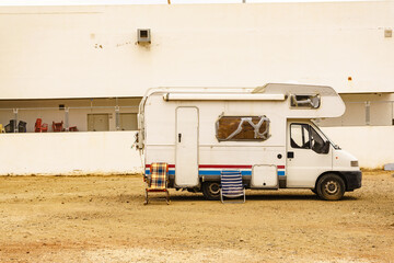 Camper with broken windows