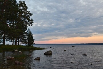 Sunset at Ladozhskoye lake, Russia