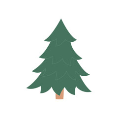 Christmas tree isolated on a white background in a hand-drawn style. Vector element for creating Christmas and winter design.