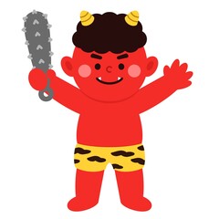 バンザイをする赤鬼