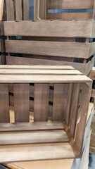 Pile of old wooden crates background