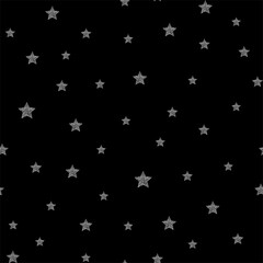 Seamless pattern with silver stars on black background.festive background with silver falling stars.Holiday pattern.Ornament for gift wrapping paper,postcard,card,covers,fabric. Pattern for Christmas