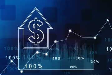 2d rendering Real estate concept, Dollar Sign with house