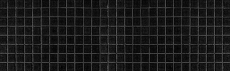 Panorama of Black gray mosaic floor pattern and seamless background