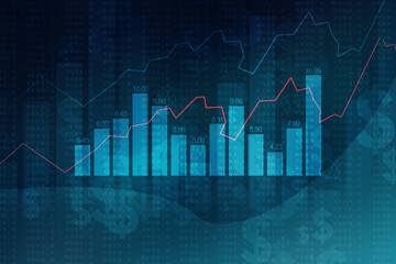 2d rendering Stock market online business concept. business Graph 